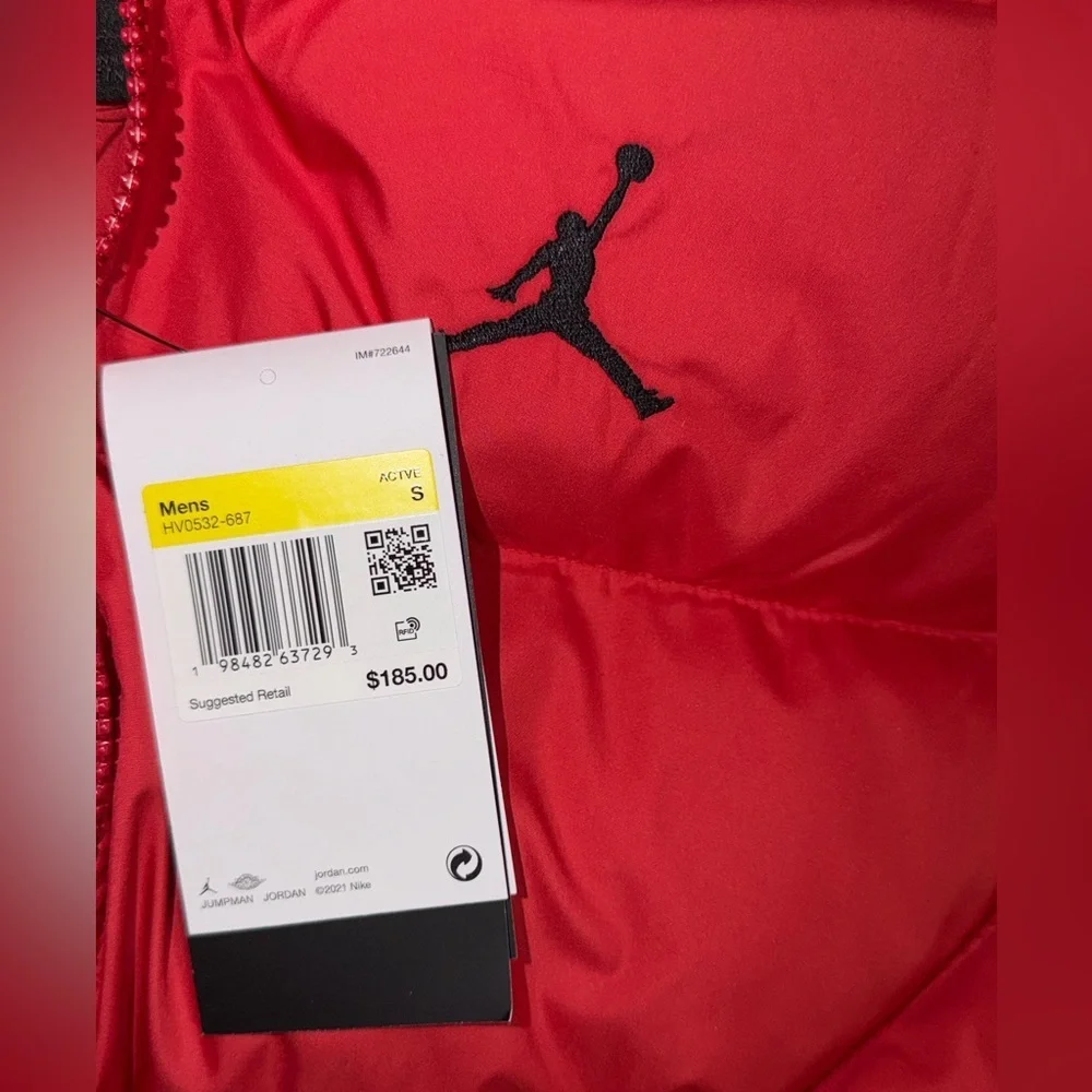 Nike Air Jordan Brooklyn Therma-FIT Red Puffer Jacket Men Size S